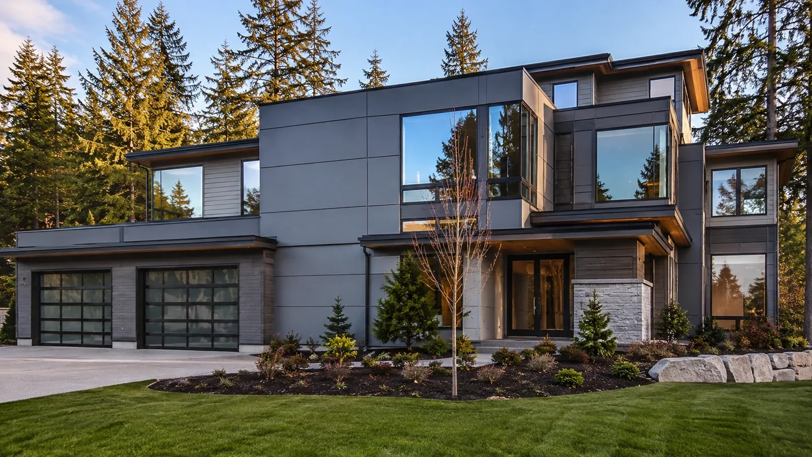 Premium modern home clad in large-format Aspyre Artisan Hardie panels
